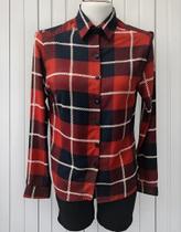 Camisa Feminina Xadrez Manga Longa Viscose