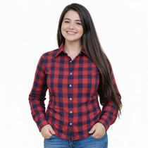Camisa Feminina Xadrez Social Manga Longa 100% Algodão Camisa Feminina Xadrez Social Manga Longa 100% Algodão