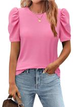 Camisa feminina Zeagoo, de verão, manga curta, business casual, rosa Camisa feminina Zeagoo, de verão, manga curta, business casual, rosa