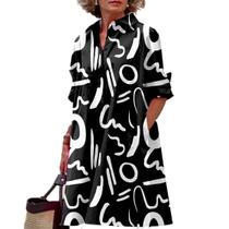 Camisa feminina Zhyaj, manga comprida, decote em V, ajuste solto
