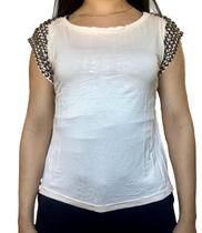 Camisa Feminino Elegante Detalhes Manga Curta C/ Pedras 3002