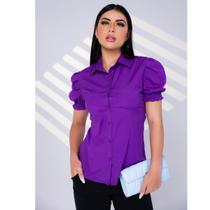 Camisa Feminino Social Manga Curta Liso