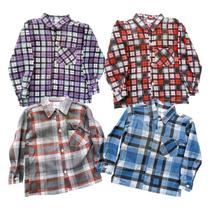 Camisa Festa Junina Xadrez Baby Manga Longa Popeline