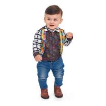 Camisa Fitas Baby Festa Junina Preta Tamanho P