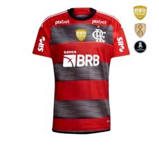 Camisa Flamengo Oficial Com Patrocinadores I 23/24 Com patch Campeão da Libertadores