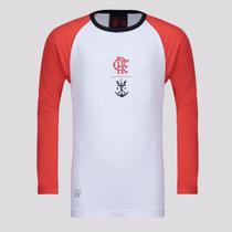 Camisa Flamengo Plaga Manga Longa Infantil Branca