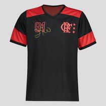 Camisa Flamengo Zico Retrô Infantil Preta e Vermelha - Braziline