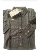 Camisa Flanela 02 Anos Manga Comprida Cinza Escuro Camisa Flanela 02 Anos Manga Comprida Cinza Escuro
