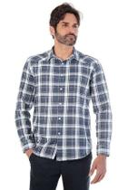 Camisa Flanela Slim Fit Xadrez Azul/Branco