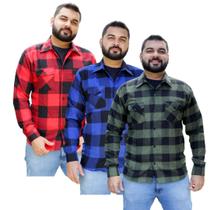 Camisa Flanela Tamanho Especial Grande Plus Size Kit 3 Peças