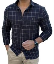 Camisa Flanela Xadrez Masculina Slim Flanelada