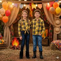 Camisa Flanelada Xadrez Amarela Rian Masculina Confortável para Festa Junina