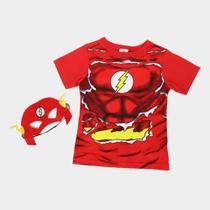 Camisa flash infantil vermelha, tamanho P