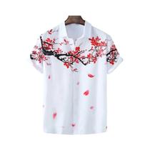 Camisa Floral Masculina plus Size De Secagem Rápida, Manga Curta, Estilo Chinês, Top De Verão