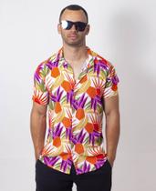 Camisa Floral Masculina Viscose Estampada Verao Manga Curta