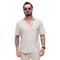 Camisa Flores Manga Curta Masculina Algodão Linho Leve