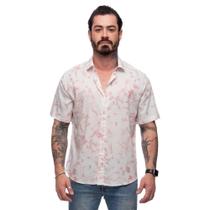 Camisa Flores Manga Curta Masculina Viscose Conforto Leve