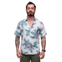 Camisa Florida Manga Curta Masculina Leve Verão