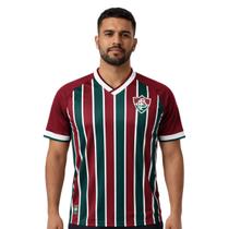 Camisa Fluminense Tricolor Listrada Bordado - Masculino Tamanho:MCor:Vermelho/Branco