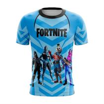 Camisa Fortnite Personalizada com nome Azul Tecido Dry Jogo Leve e Macio