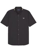 Camisa Fred Perry Manga Curta Masculino Flat Knit Collar Preta