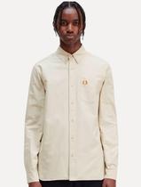 Camisa Fred Perry Masculina Oxford Pocket Black Logo Cáqui Claro Camisa Fred Perry Masculina Oxford Pocket Black Logo Cáqui Claro