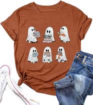 Camisa FYAPHION Halloween Ghost Reading Books Brown XL Camisa FYAPHION Halloween Ghost Reading Books Brown XL
