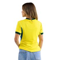 Camisa Game Feminina Baby Look Amarelinha Brasa Camisa Game Feminina Baby Look Amarelinha Brasa