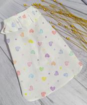 Camisa Gola Boneca Corações Coloridos para cachorro e gato Tamanho:PP Camisa Gola Boneca Corações Coloridos para cachorro e gato Tamanho:PP