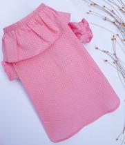 Camisa Gola Boneca Rosa Poá para cachorro e gato