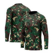 Camisa Gola Careca Hunter Proteção Solar UV Camuflada - Mar Negro P