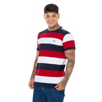 Camisa Gola Careca Listrada Masculina Estilo Despojado com Máximo Conforto