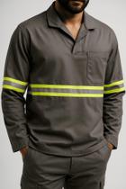 Camisa Gola Italiana Brim Rodovia Obra Trabalho Qualidade Profissional Refletiva Manga Longa Camisa Gola Italiana Brim Rodovia Obra Trabalho Qualidade Profissional Refletiva Manga Longa