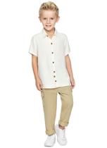 Camisa Gola Menino em Linho Manga Curta Trick Nick