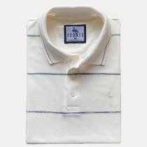 Camisa Gola Polo Branca Listrada - Adonis