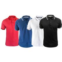 Camisa Gola Polo Masculina Adulto Lisa Básica Algodão Slim