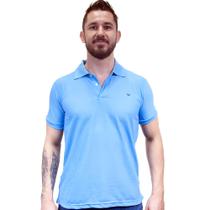 Camisa Gola Polo Masculina Piquet Camisaria Colombo Azul Celeste