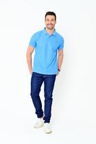 Camisa Gola Polo Masculina Piquet Camisaria Colombo Azul