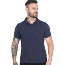 Camisa Gola Polo Masculina Piquet Lisa Com Bolso Manga Curta