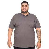 Camisa Gola Polo Masculina Piquet Plus Size Bolso Lisa