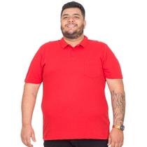 Camisa Gola Polo Masculina Piquet Plus Size Bolso Lisa