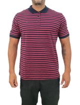 Camisa Gola Polo Masculina Slim Fit Malha 100% Algodão Penteado Premium - Tecido Listrado Encorpado