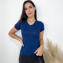 Camisa Gola V Manga Curta feminina básica