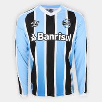 Camisa Grêmio I 22/23 s/n Torcedor Umbro M/L Masculina - Azul+Branco