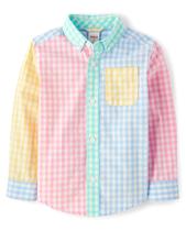 Camisa Gymboree para meninos e crianças pequenas, manga comprida, com botão, 5T