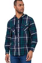 Camisa Hangar 33 Flanela Xadrez Com Capuz Azul