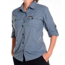 Camisa Hard Safari UV50+ Feminina Cinza Azulado - Hard Adventure