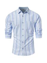 Camisa Hardaddy Vestido masculino listrado vertical azul algodão M Camisa Hardaddy Vestido masculino listrado vertical azul algodão M