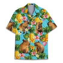 Camisa havaiana AcePrints Funny Pineapple Capybara para homens