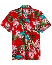 Camisa havaiana Alimens & Gentle para homens Summer Beach vermelha e verde